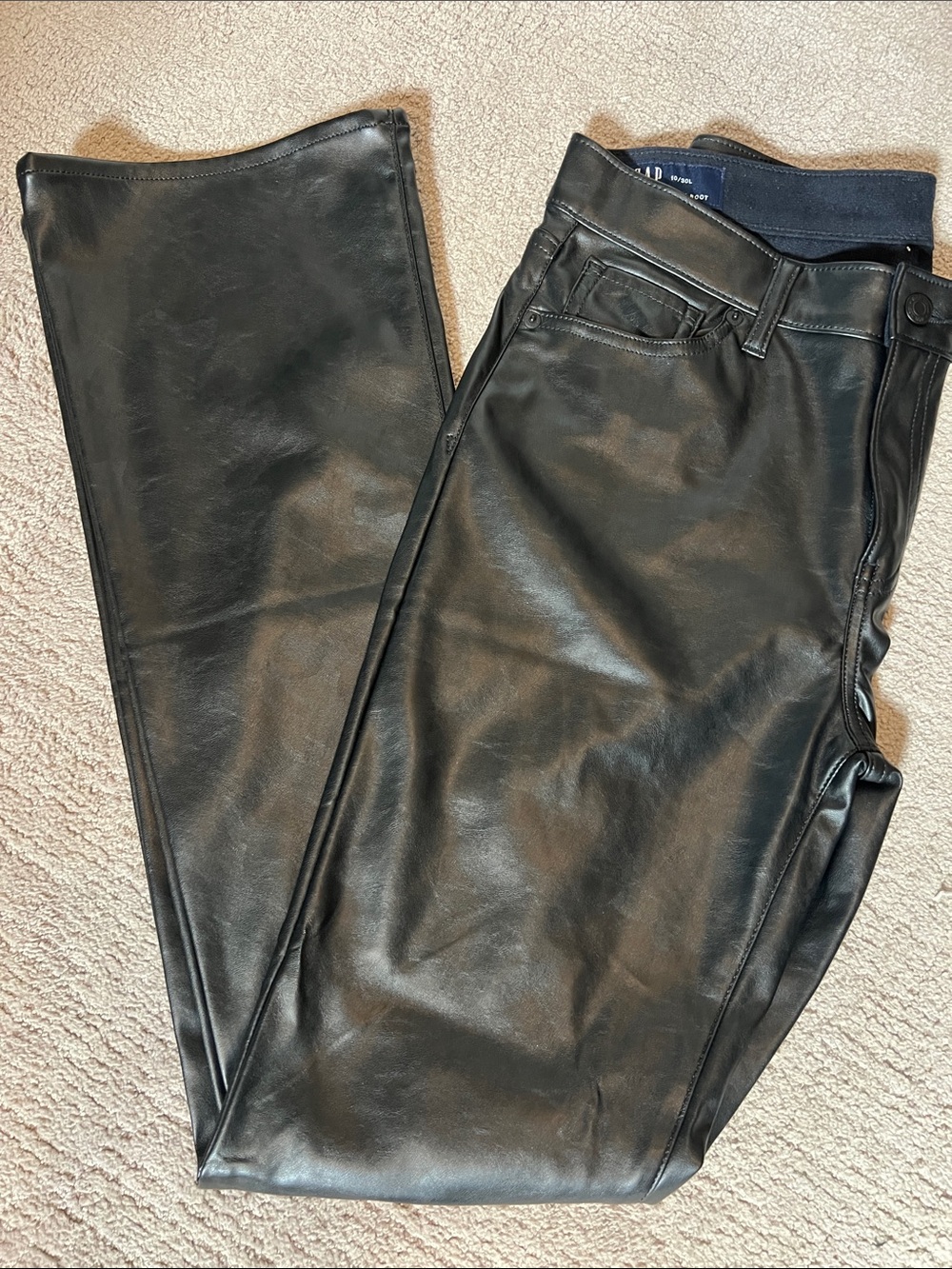 GAP Women's Black Faux Leather Boot Cut Pants